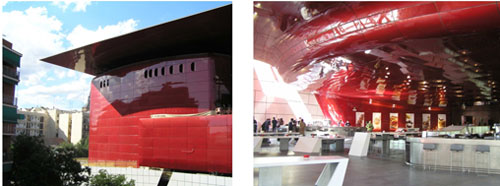 Partial photos of the exterior and interior of the Auditorium