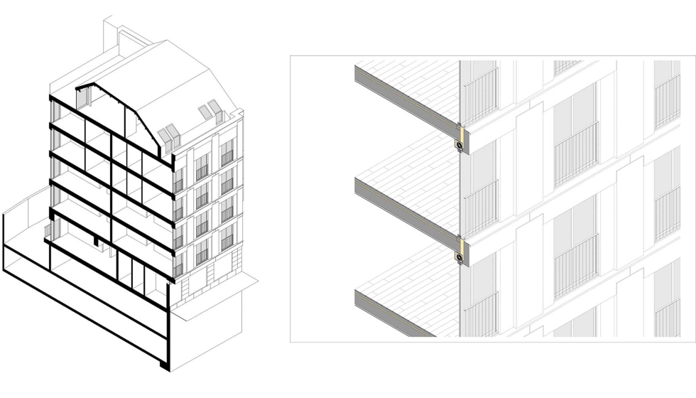 Detalles del edificio y de la configuracin de los cerramientos de fachada