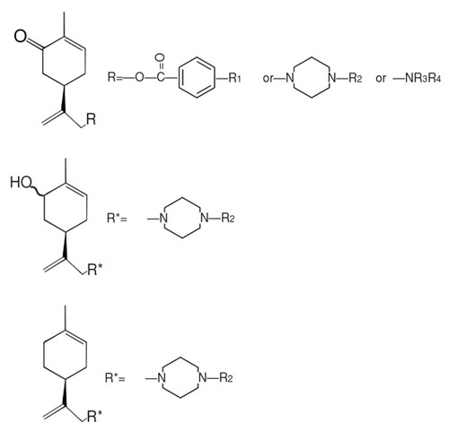 Figure 7. Derived from carvona and limonene (15) anticancer drugs