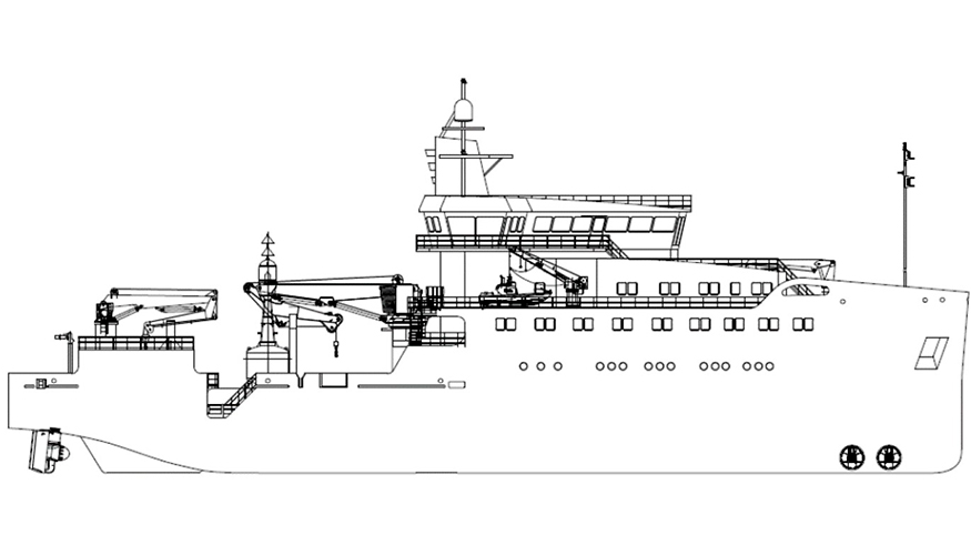 Figura 2. Vista del perfil del buque