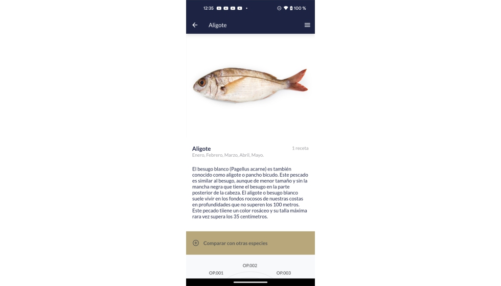 La app Consumo de pescado Artesanal muestra los pescados ms y menos interesantes a nivel de consumo en la Comunitat Valenciana...