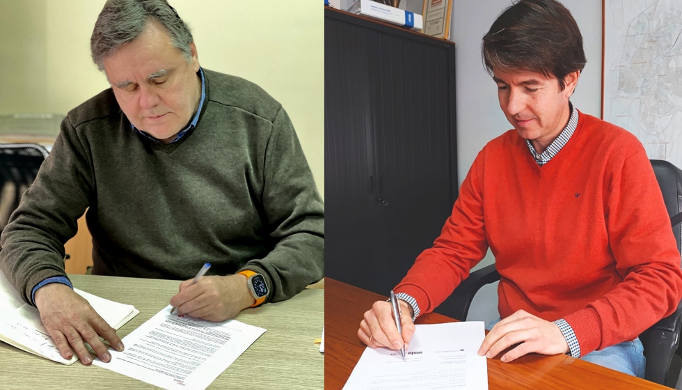Pablo Palls Zenek, presidente del Cluster IAQ, y Jos Antonio Garca Redondo, presidente de AISLA, durante la firma del acuerdo de colaboracin...