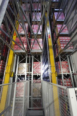 Vista vertical del almacn de gran altura con todas sus guas