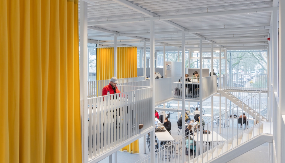 Imagen del Pabelln del campus de la Universidad Tcnica de Braunschweig, en Alemania, premio de Arquitectura de los EUmies Awards 2024...