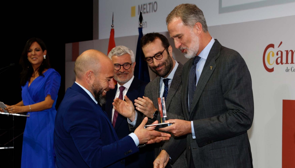 El rey Felipe VI entrega el Premio Nacional Pyme del Ao 2023 a ngel Llavero, consejero delegado de Meltio. Foto: Casa de S.M. el Rey...