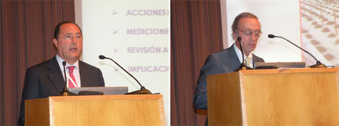 De izquierda a derecha, Carlos Moro, presidente de Matarromera y Miguel Torres, presidente de bodegas Torres, en el marco del congreso...
