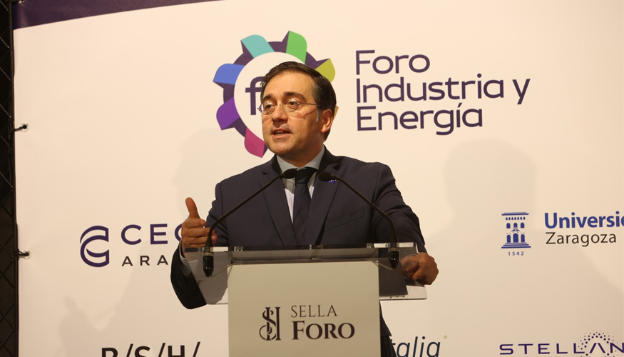 El Ministro de Asuntos Exteriores, Jos Manuel Albares, durante su intervencin en Foro Sella 2023