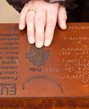 En las mesadas interpretativas se han traducido todos los textos a Braille y se han plasmado en altorrelieve...