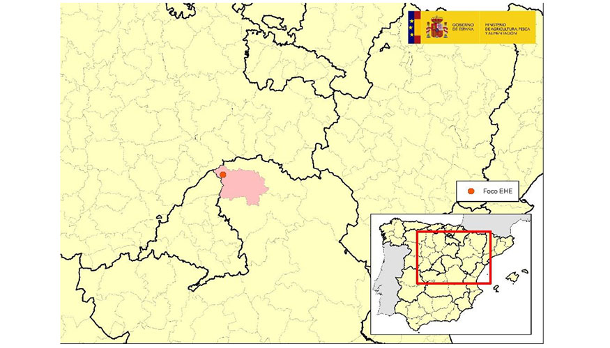 Mapa del brote de EHE en la comarca de Cogolludo (Guadalajara)