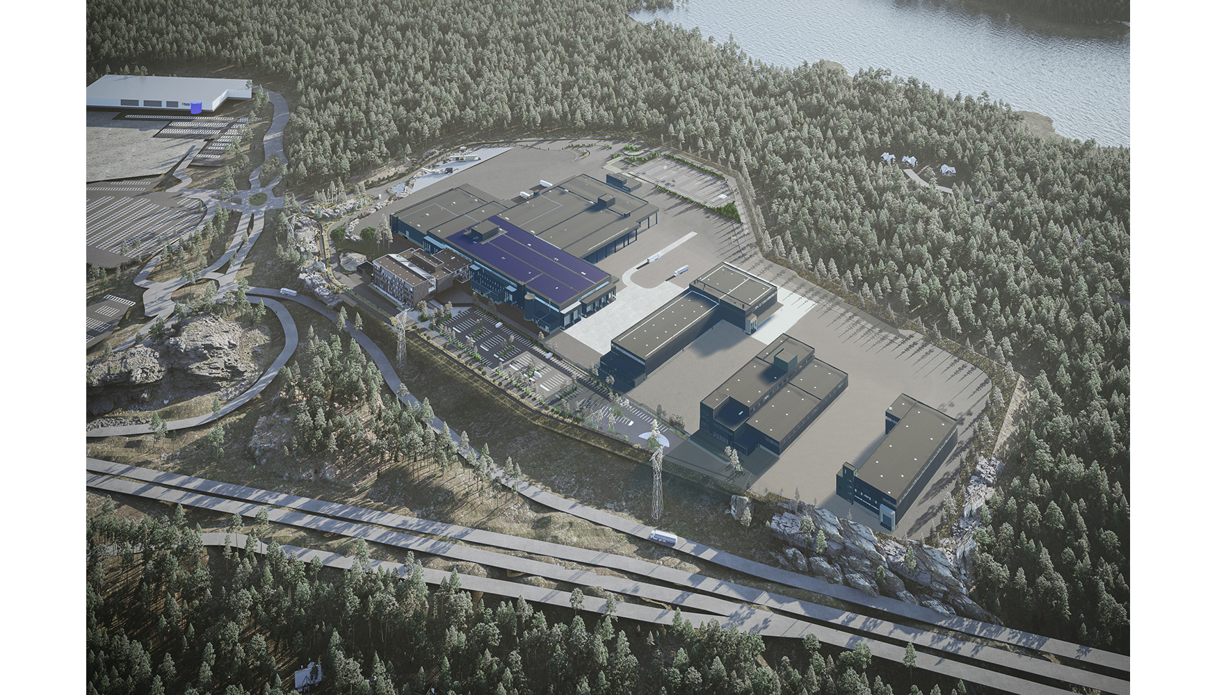 Infografia do futuro centro tecnolgico da Metso em Tampere, Finlndia