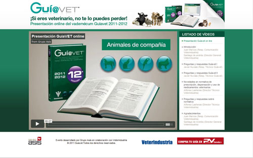 La versin online de la 'Gua de Productos Zoosanitarios de Veterindustria Gu@Vet 2011-2012'