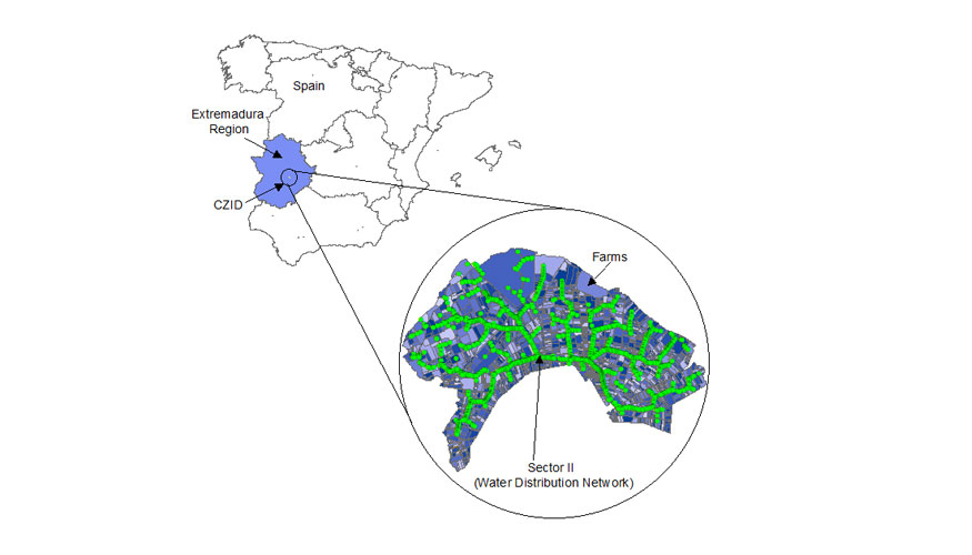 Figura 1. Localizao da comunidade de rega do Canal del Zjar