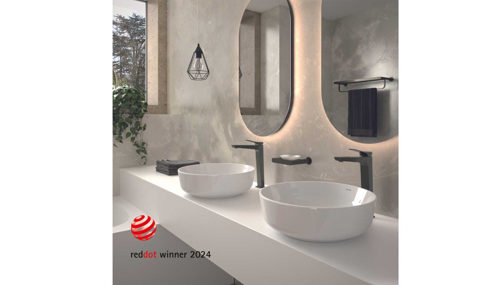 Monomandos de lavabo, de cao alto, de la coleccin Prisma de ramonsoler ganadores del premio Red Dot Design Award 2024...