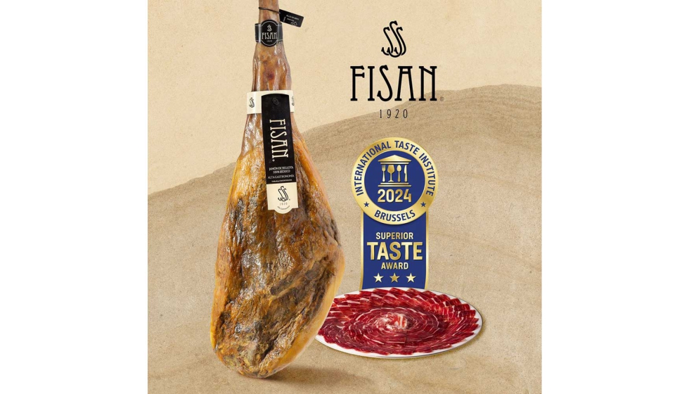 El Jamn de Bellota 100% Ibrico Alta Gastronoma Fisan consigui el premio Superior Taste Award 2024 con 3 estrellas tras una cata a ciegas de ms...