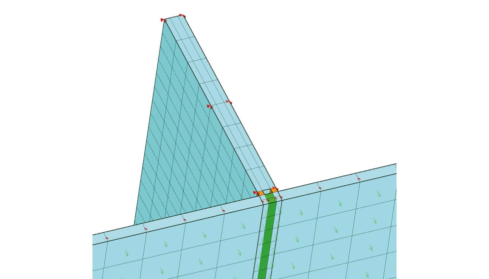 Diagrama 3D del modelado de la unin de los paneles y el montante en MECWAY