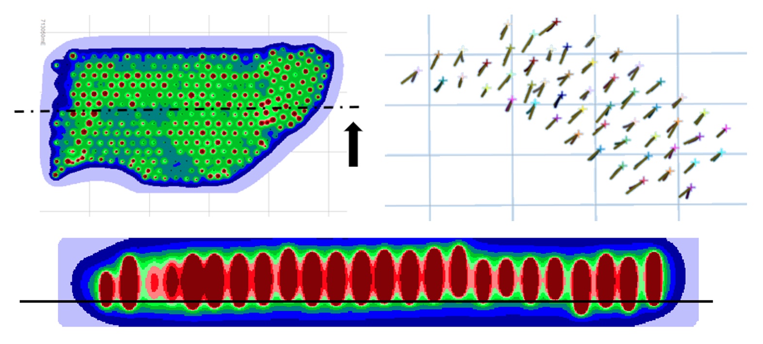 Figura 9. Distribucin energtica del explosivo horizontal, vertical, donde se aprecia heterogeneidad por posicin y longitud...