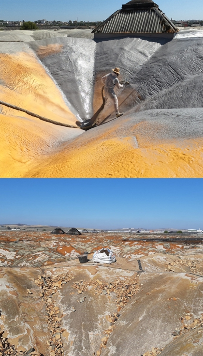 A la izquierda proceso de impermeabilizacin de la bodega y a la derecha la zona previa a su actuacin