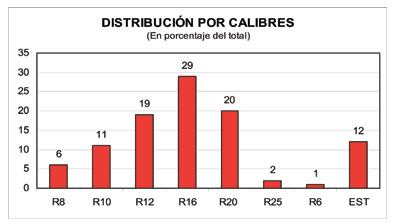 Figura 8. Distribucin actual por calibres