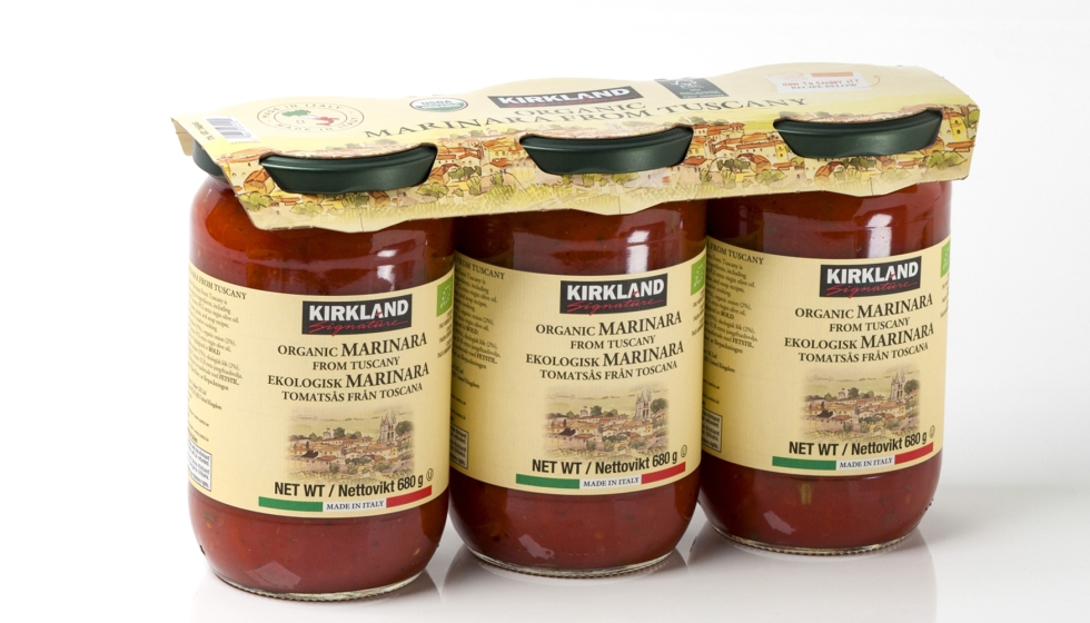 Envasado de alimentos y bebidas - Ganador de fibra reciclada: Salsa Marinara Cluster-Clip de la Marca Kirkland