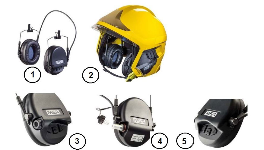 Figura 3: Casco integral con proteccin auditiva, con detalle de los adecuados componentes, para el caso de comunicacin cercana...