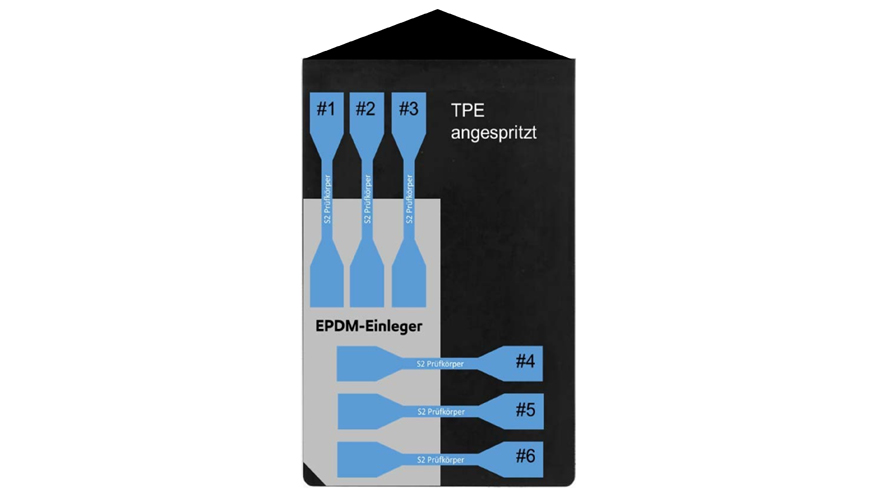 Figura 3. Probeta para el test de adhesin TPE/EPDM