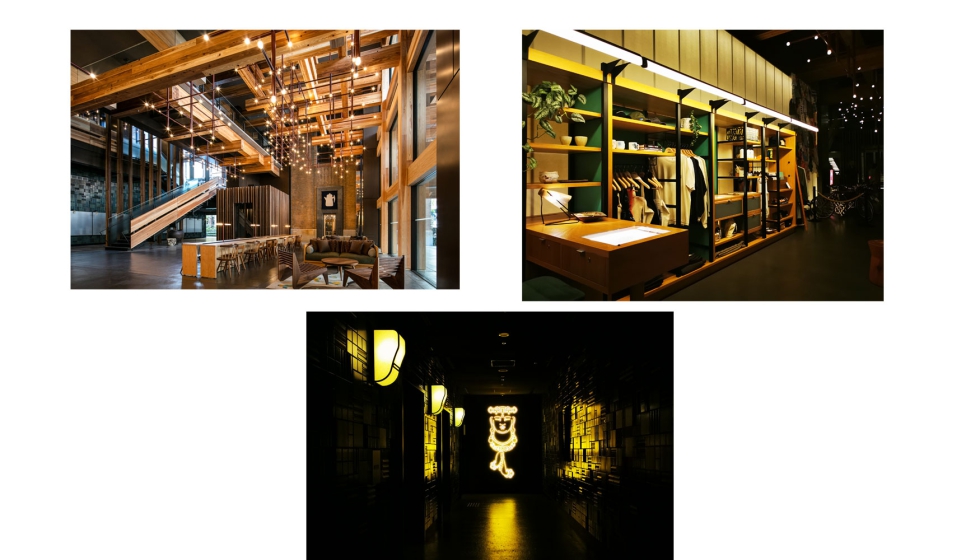 Instant�neas del interior del Hotel ACE Kyoto, dise�ado por Kengo Kuma