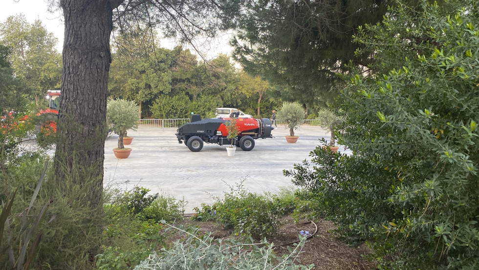 Demostraciones con el pulverizador autnomo KFAST durante la Convencin de Kubota celebrada en octubre en Port Aventura...