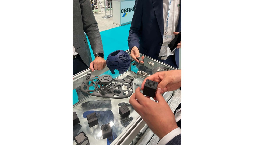 Piezas impresas en 3D en el stand de Grupo Solitium en MetalMadrid 2023