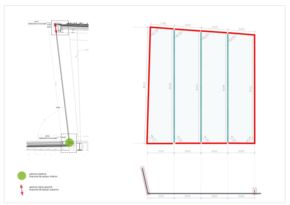 Diagrama de reforo por meio de reforo e fachada lateral e fixao por meio de silicone estrutural