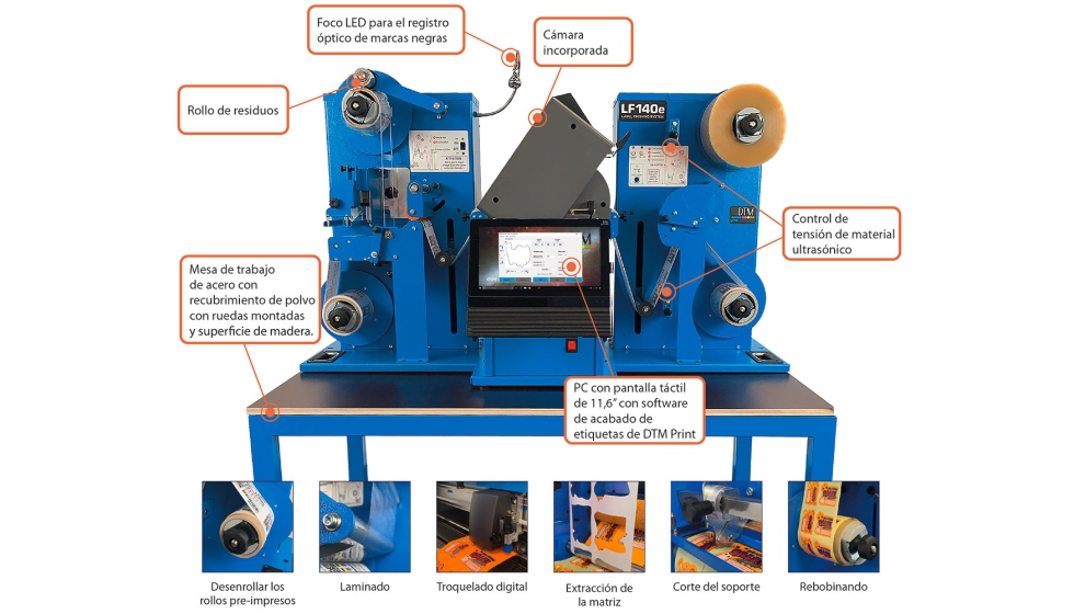 Acabadora digital de etiquetas DTM LF140e - Resumen de caractersticas