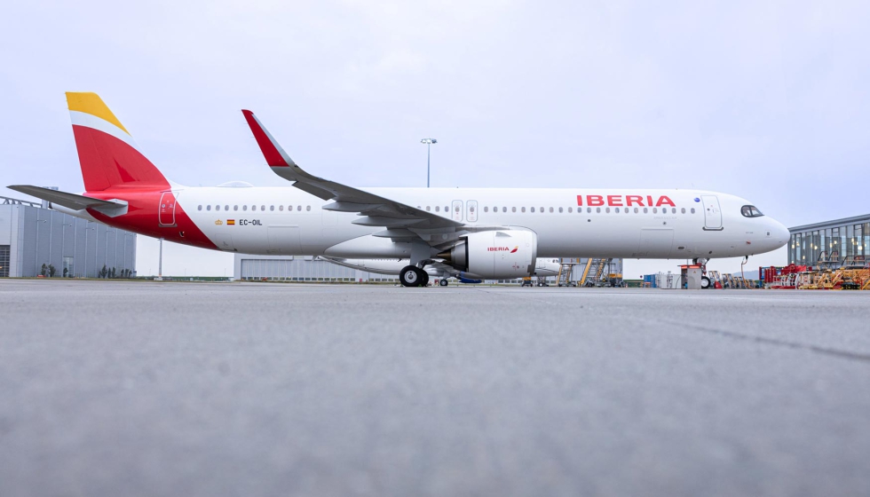 El nuevo Airbus A321XLR de Iberia se prepara para su ferry flight a Madrid. #Iberia #Airbus #A321XLR