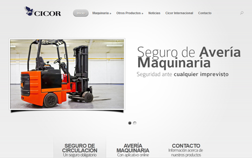 Pgina principal de la nueva web www.segurodemaquinaria.es de Cicor internacional