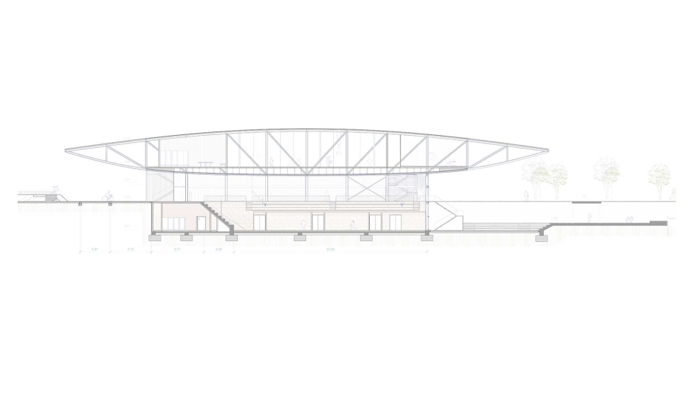 Seccin del proyecto Ilia de Mara Eggert Roig, que particip en los Premios TFG de Arquitectura convocados por la UIC este 2024...