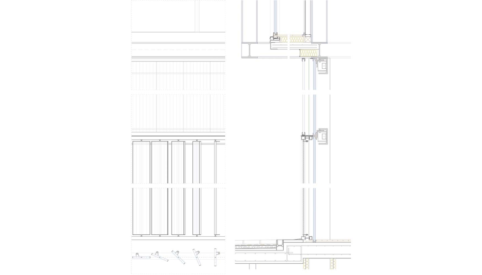 Detalle constructivo de la fachada, mediante sistemas estandarizados