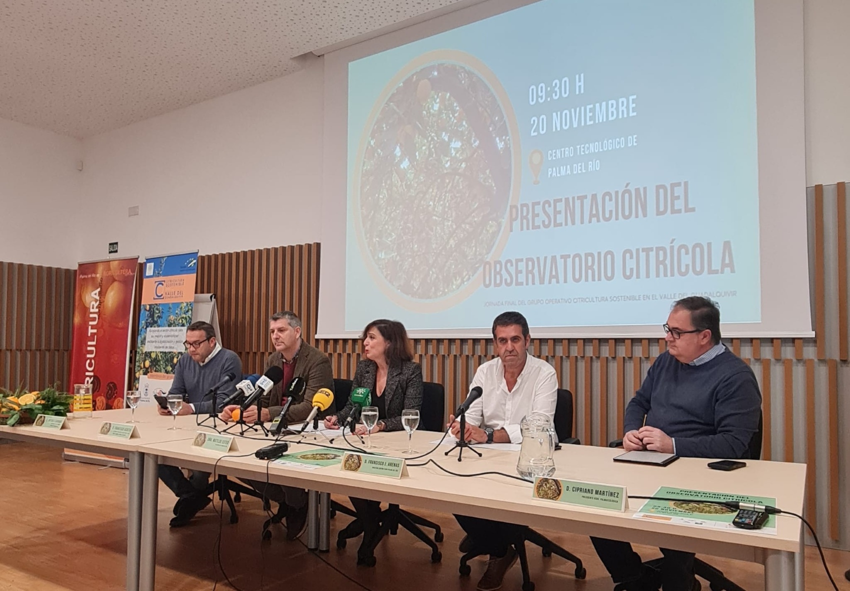 Imagen de las autoridades que participaron en la presentacin del observatorio citrcola