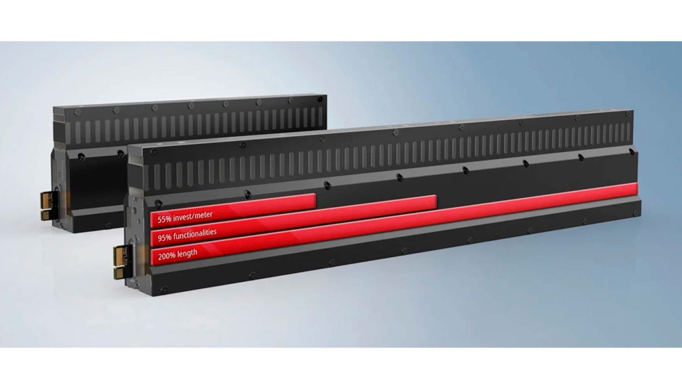 El mdulo de motor XTS EcoLine (delante) es una incorporacin eficaz y econmica al sistema de transporte inteligente lineal XTS de Beckhoff...