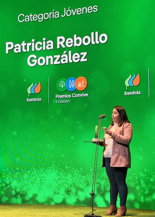 Patricia Rebollo, pastora en la planta fotovoltaica de Ceclavn en la provincia de Cceres, premiada en la categora 'Jvenes'...