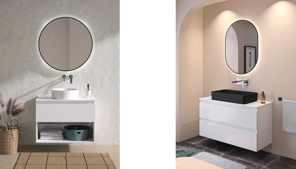 El conjunto del mueble Daily con el lavabo Hera es adecuado para baos jvenes y modernos