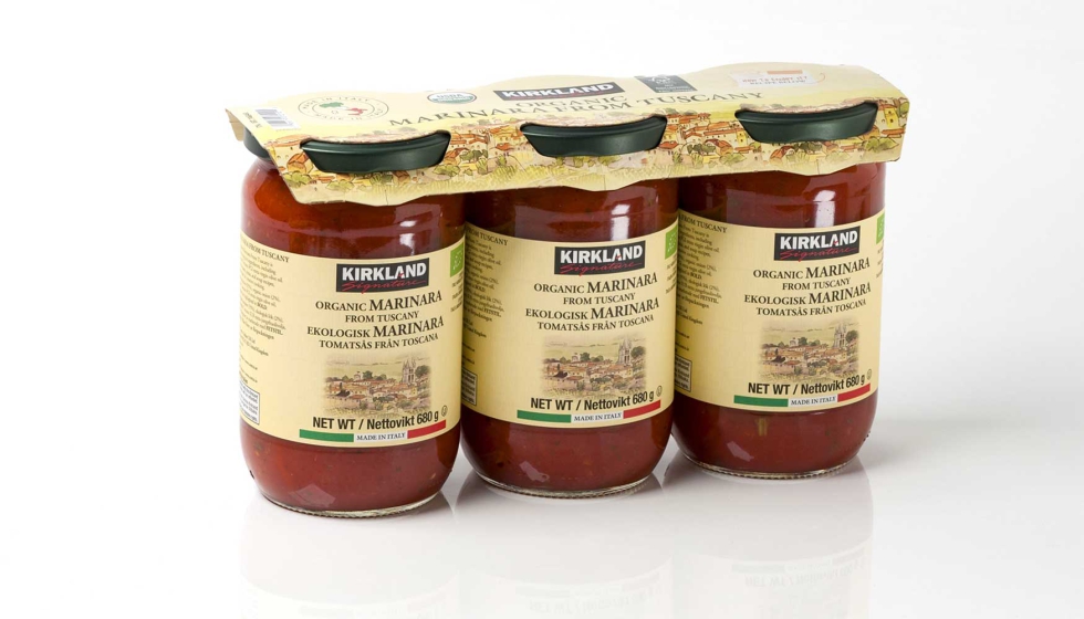 European Carton Excellence Award 2024 - Envasado de alimentos y bebidas - Fibra reciclada: Salsa Marinara Cluster-Clip de la Marca Kirkland...