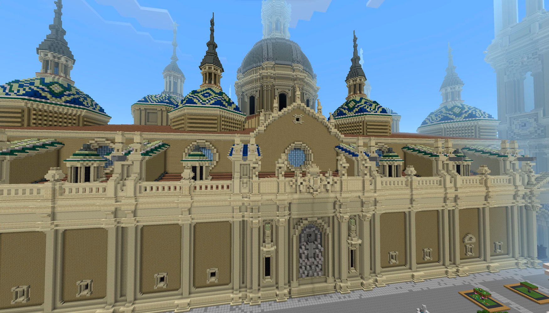 Exterior de la Baslica del Pilar en Minecraft