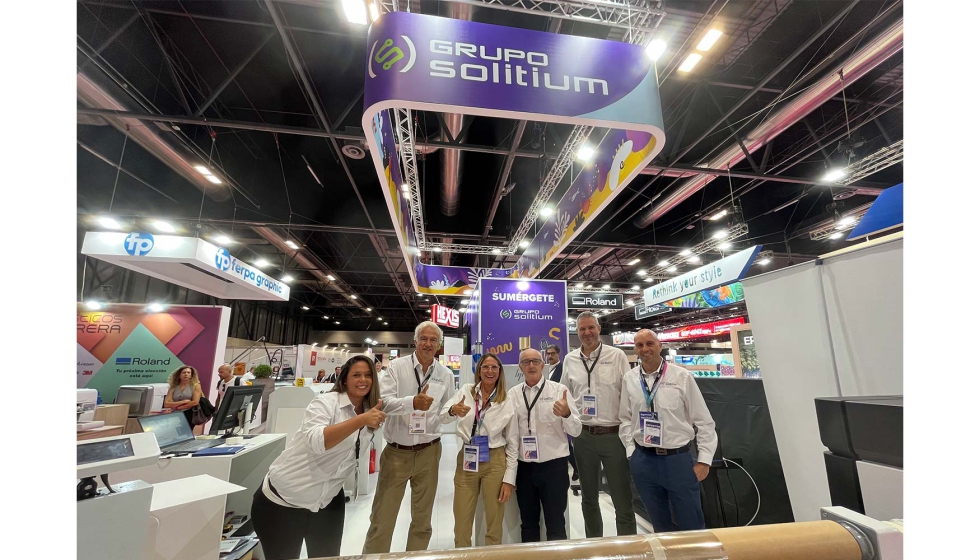 Equipo de Grupo Solitium en el stand de la compaa en la pasada edicin C!Print Madrid