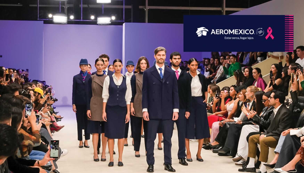 Desfile Aeromxico por Yakompot en la MBFWMx 2024 con la presentacin de los nuevos uniformes. Foto: Aeromxico...