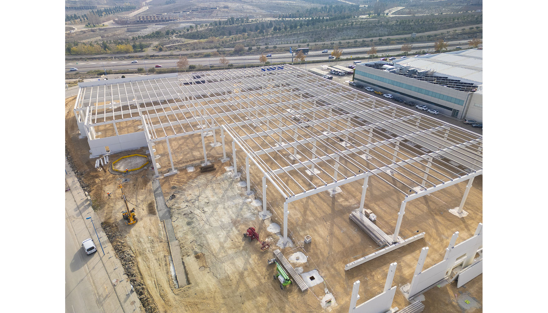 Avance de las obras de las nuevas instalaciones de Dagartech en el polgono industrial Centrova, en La Muela, Zaragoza