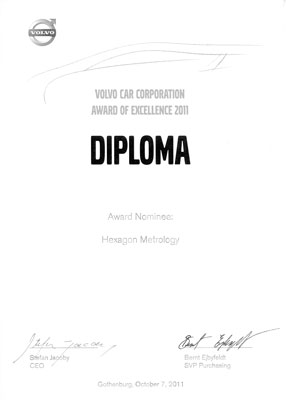 Diploma of the Volvo Car Corporation