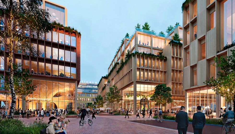 Stockholm Wood City, un proyecto que comenzar su construccin este 2025 y que planifica ser la ciudad ms grande de madera del mundo...