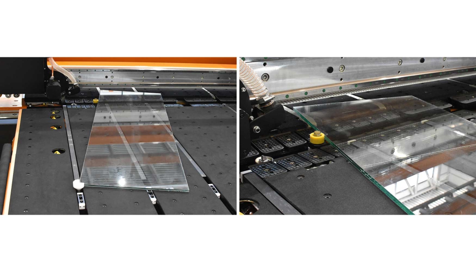 Os batentes permitem um posicionamento seguro, rpido e preciso das placas de vidro