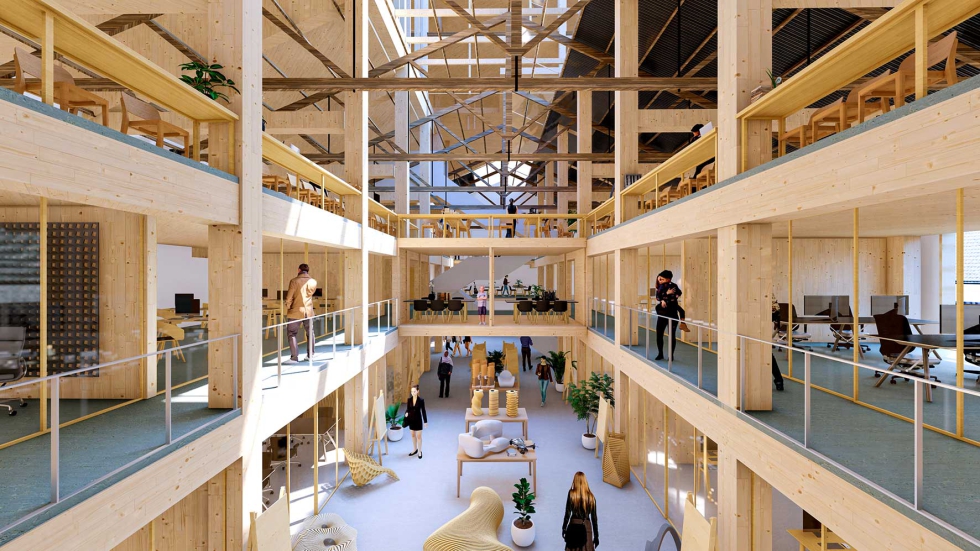 La madera es uno de los elementos clave en el interior de este edificio que se expondr en la prxima Bienal de Arquitectura de Venecia...