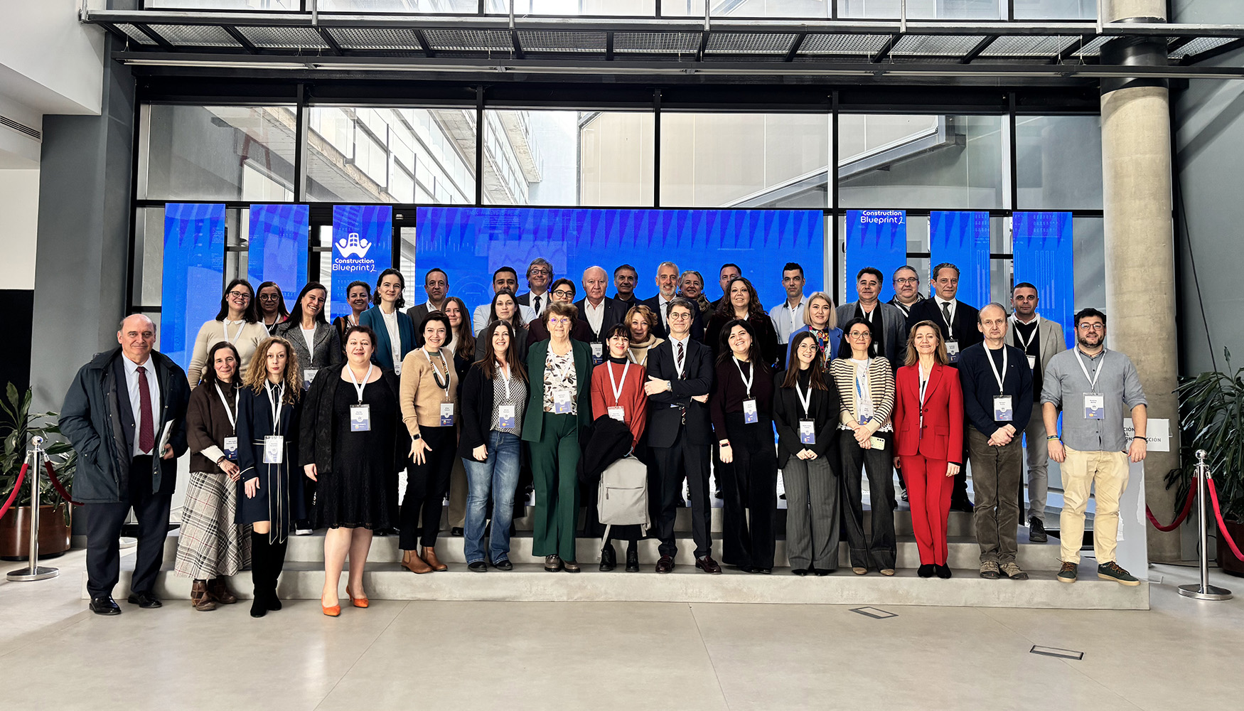 Foto de familia del proyecto Construction Blueprint 2, en la sede de la Fundacin Laboral de la Construccin, en Madrid