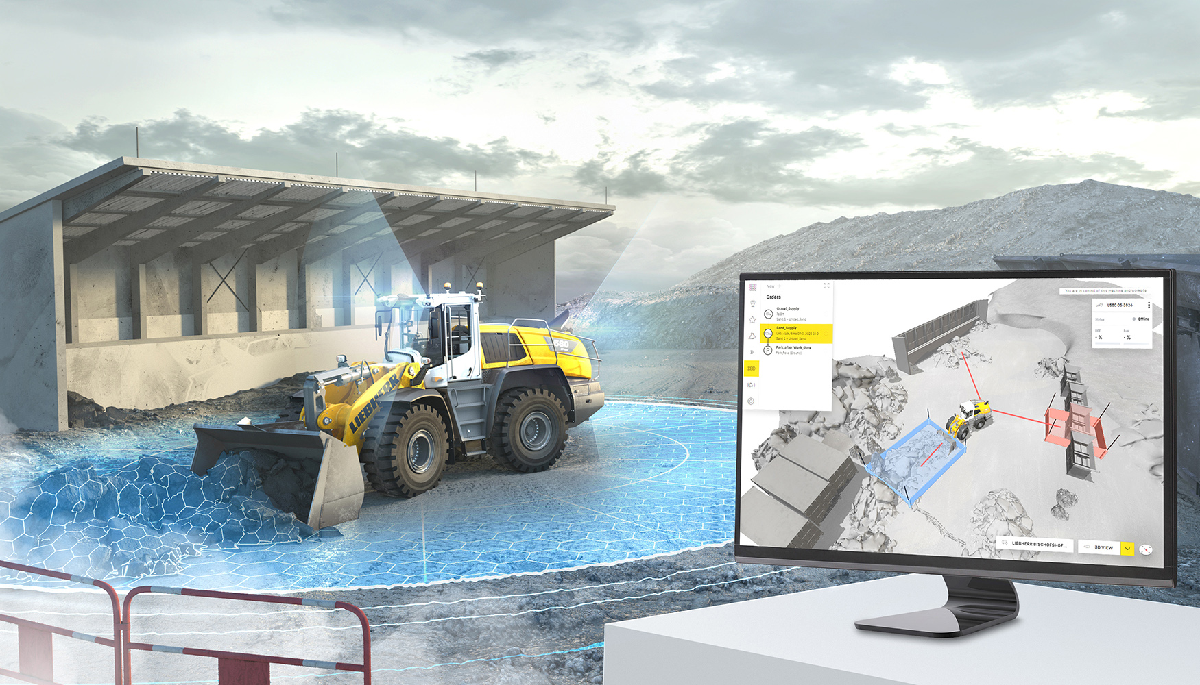 Liebherr Autonomous Operations se puede seguir en la aplicacin web as como en vivo en el campo de pruebas