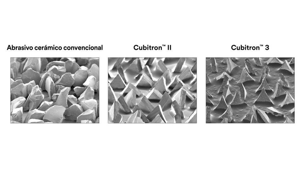 Los abrasivos de alto rendimiento 3M Cubitron 3 cuentan con la tecnolog�a de grano con forma de precisi�n 3M redise�ada...